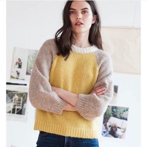 VELVET ANGIE BABY ALPACA COLORBLOCK SWEATER IN SUNSHINE